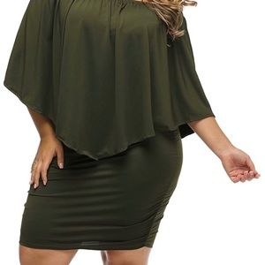 Sidefeel Women Off Shoulder Ruffles Bodycon Mini D